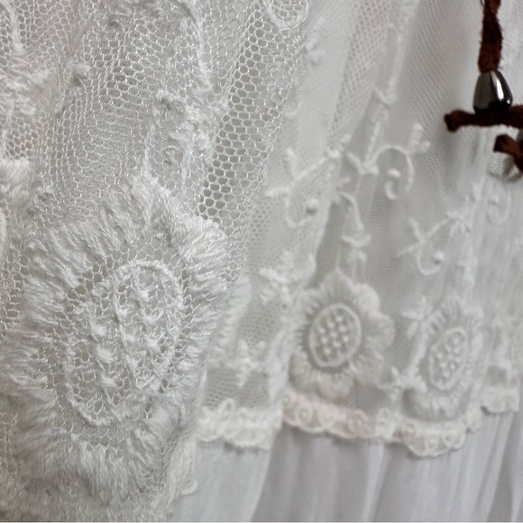 Lapis White Lace Maxi Skirt with Brown Waistband - Picture 6 of 15